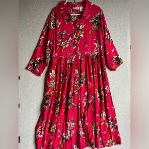 NWT Women’s CW Dress 1X Pink Floral Long Sleeve